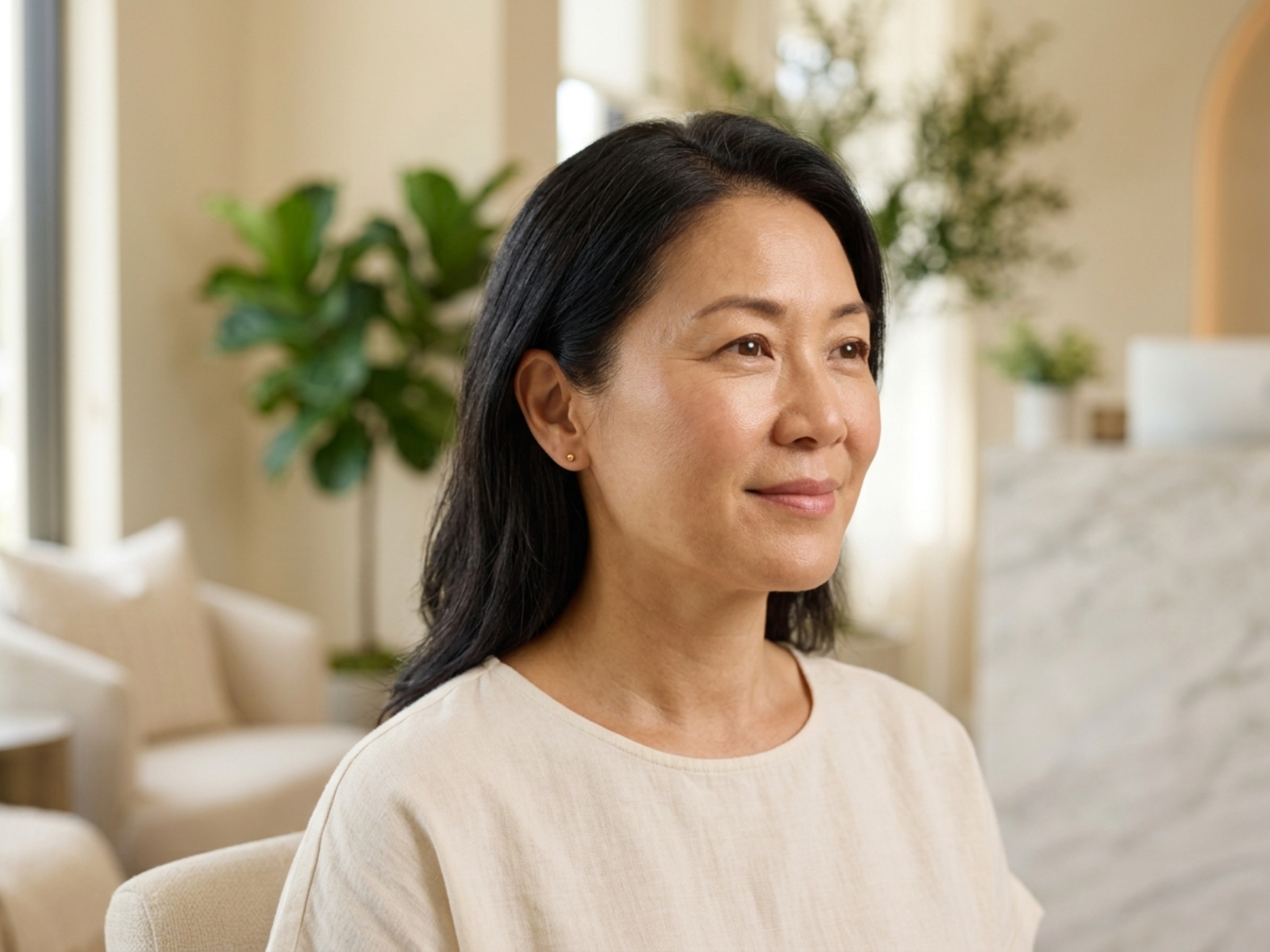 Woman with naturally luminous skin