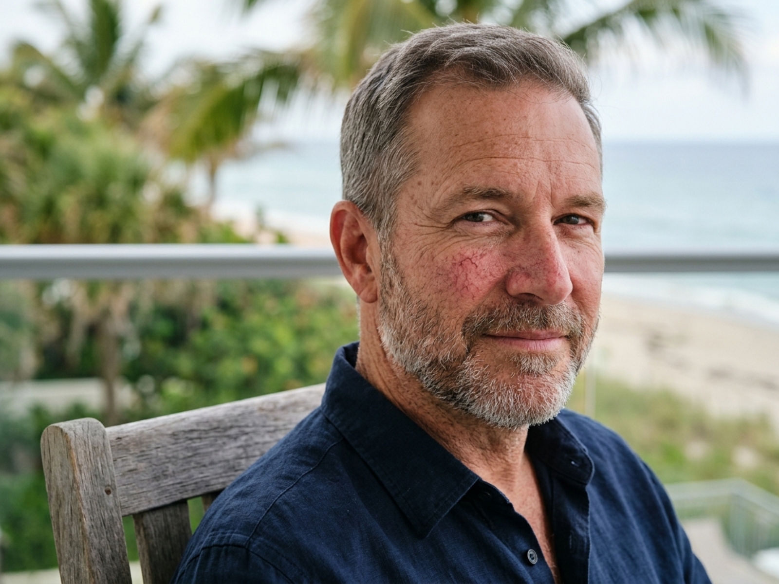 Man with visible facial veins on his cheek