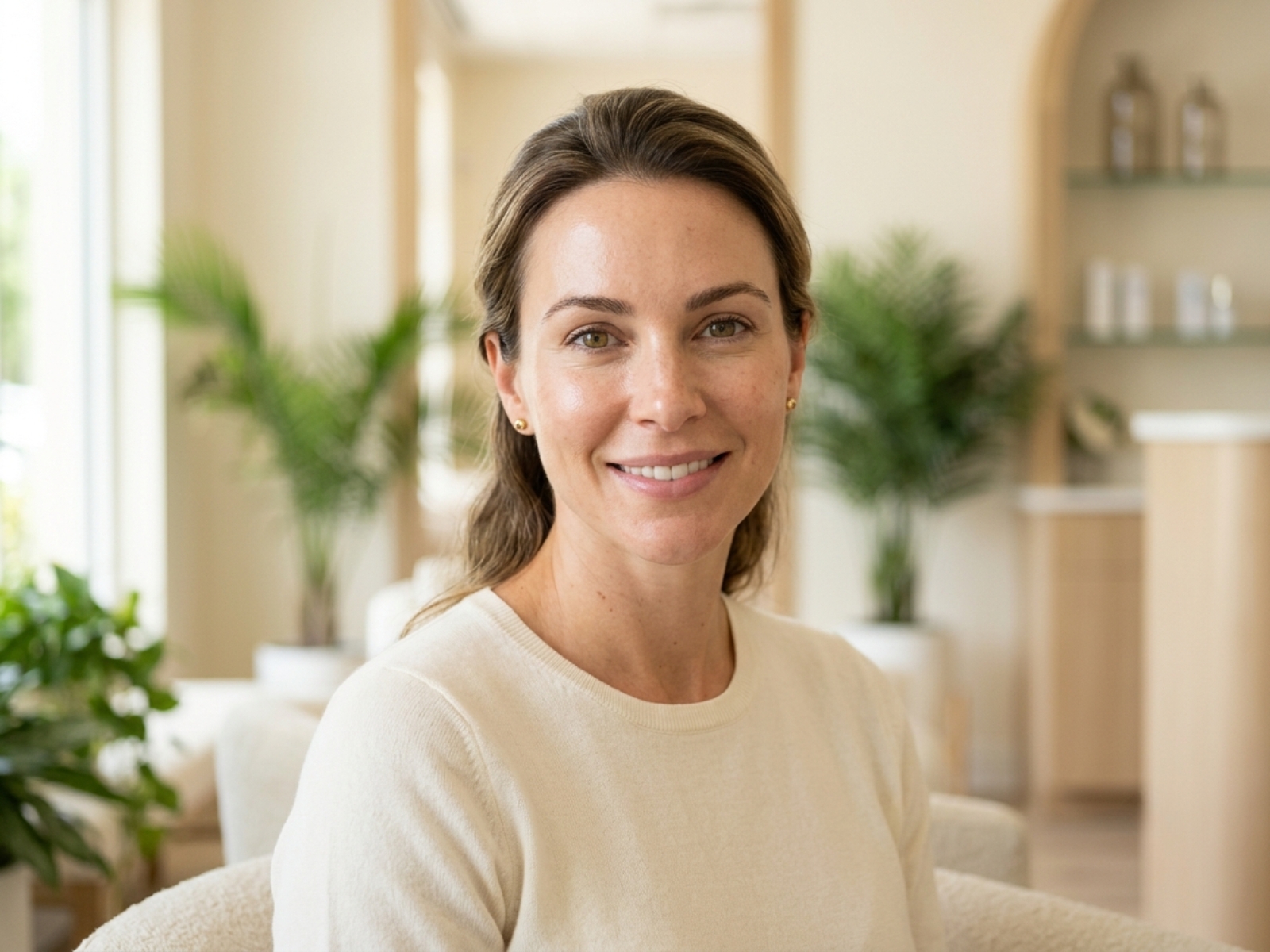 Woman with natural, healthy-looking skin